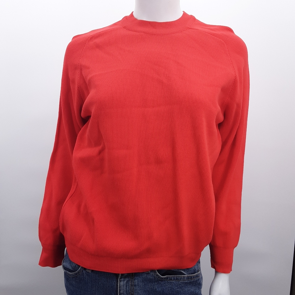 Vintage Nylon sweater red Ribbed 70's 80's size M